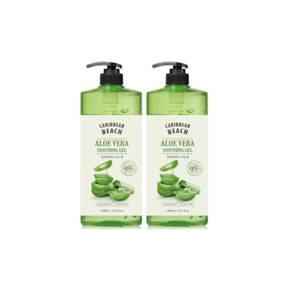 캐리비안비치 대용량 알로에 수딩젤 1000ml 2개 / 수분크림 